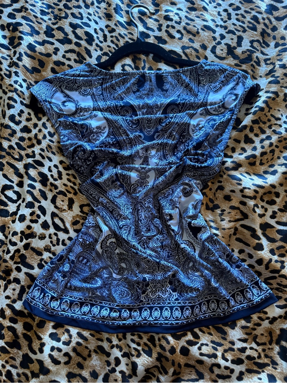 Blue Paisley Scoop Neck Women's Cache Top